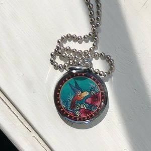 Steel hummingbird necklace